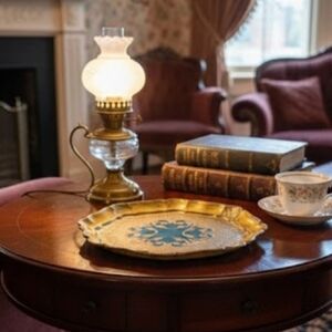 Vintage Florentine Tray Hand Carved & Painted Gold Gilt Wood 1960's